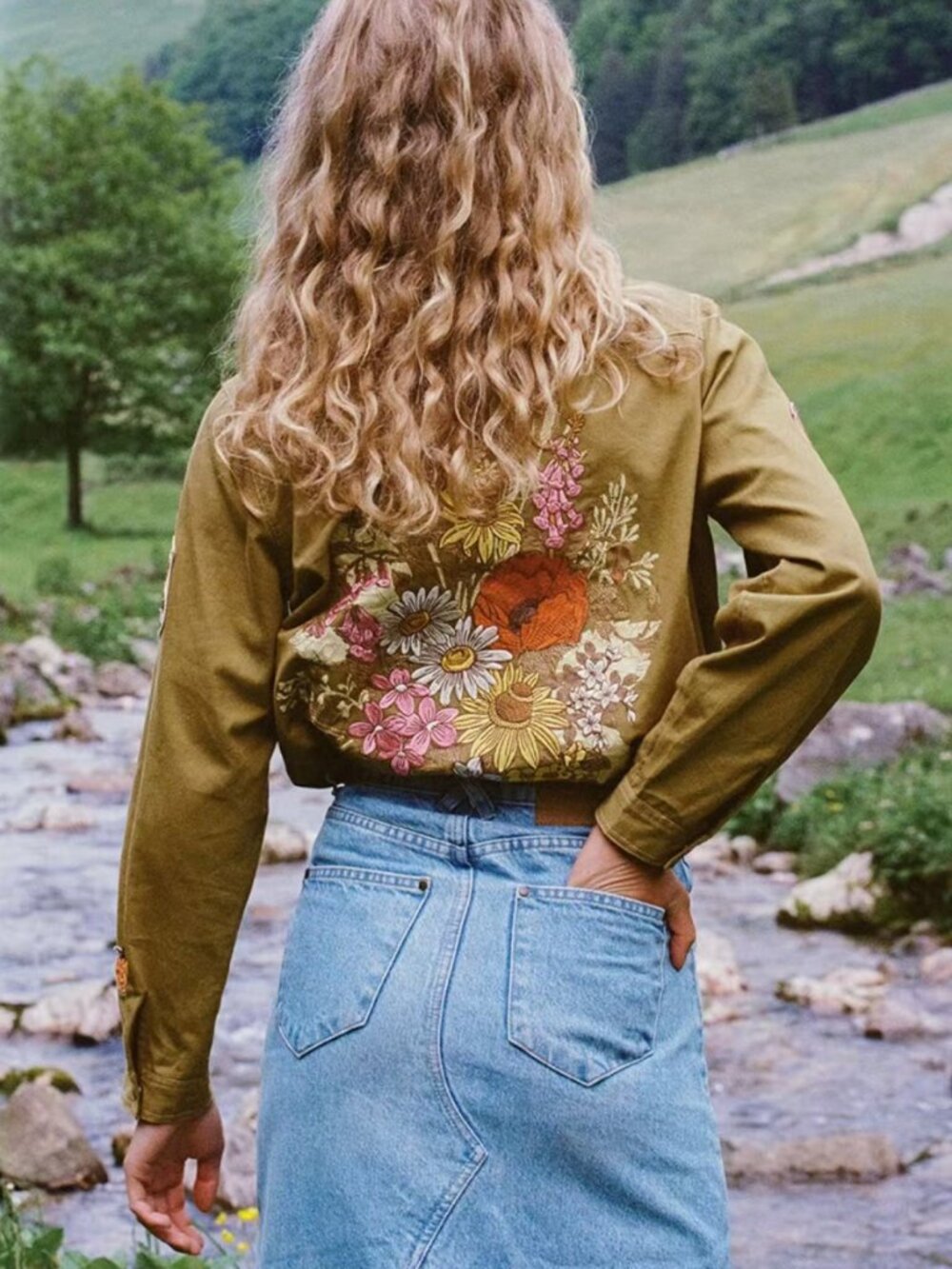 ✨ SALE✨ BEST SPELL & THE GYPSY Foxglove Shirt XLarge Olive Green Embroidered
